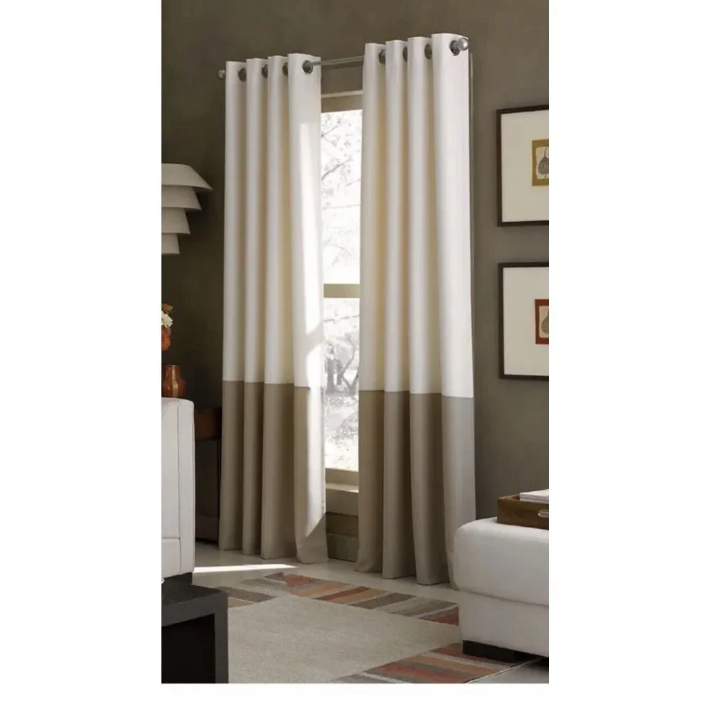 NEW Curtainworks Kendall Color Block Grommet Curtain Window Panel 52